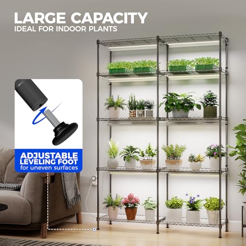 CX1 Plant Stand with Grow Lights for Indoor Plants, 5-Tier Large Tall Metal Plant Shelf with 1.6FT 160W Full Spectrum Plant Lights for Indoor Growing, 47x13.8x70.9IN - color: 5000k-cx1, size: 47.2x13.8x70.9IN