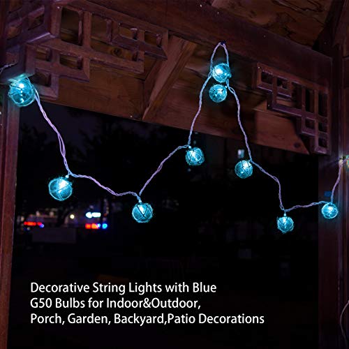 Brillarlights Nautical Beach String Lights, UL Certified 10 Incandescent Blue Globes, Waterproof 9.83FT Connectable Patio Lights, Ocean Coastal Fishing Decor for Lanai Deck Backyard Summer Party - color: Blue