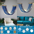 Macrame Fairy Lights Battery Operated with Remote,Large Macrame Wall Hanging with 20ft 100 LED String Lights, Blue Gradient Warm White Light for Living Room,Bedroom,Christmas,Holiday Deco - color: Blue-Warm White