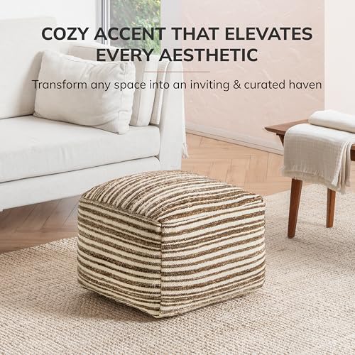 Anji Mountain Pouf Ottoman Foot Rest, Handmade Ottoman Pouf, Comfortable Foot Stool, Decorative Floor Seating for Living Room Decor, Bedroom & Home Décor Accent - Brown - color: Brown