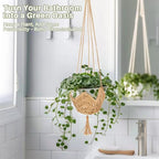 RAINFLOW Macrame Plant Hangers Indoor - 2 Packs Hanging Planters for Indoor Plants Boho Plant Hangers Hanging Plant Holder for Boho Home Decor Made of Jute with 2 Hooks