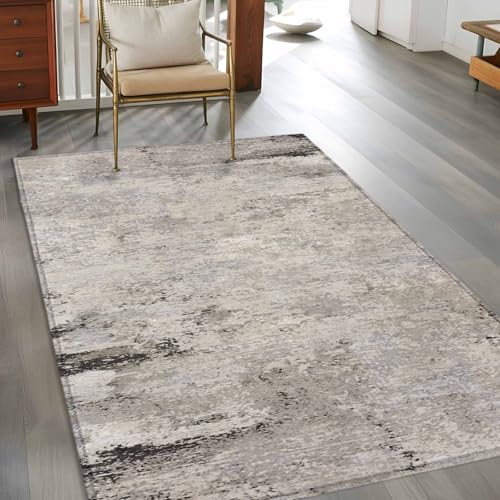 Vintage Grey Mottled Rectangle Area Rug 2.7'x5' Distressed Rough Surface Wall Texture Washable Rugs for Living Room, Non Slip Soft Carpet for Bedroom Entryway Dining Room - size: 2'8" x 5' (Rectangular)