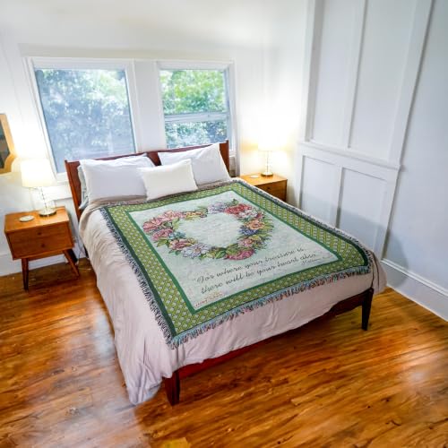 Pure Country Weavers Treasured Heart Blanket - Sympathy Bereavement Gift Tapestry Throw Woven from Cotton - Made in the USA (72x54) - color: Treasured Heart, size: 72" x 54"