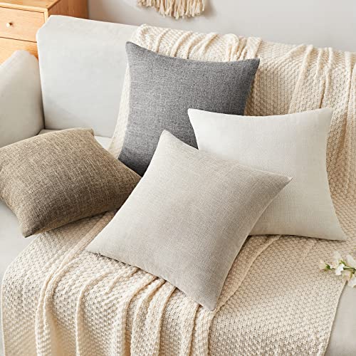 MIULEE Pack of 2 Decorative Linen Burlap Textured Pillow Covers Farmhouse Boho Accent Pillowcases Spring Home Decor for Couch Sofa Bedroom Living Room 20x20 Inch Taupe - color: Taupe, size: 20" x 20" (Pack of 2)