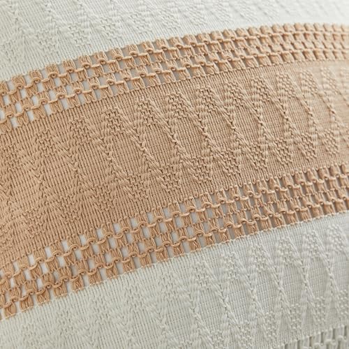 Soft Cotton Boho Throw Pillow Covers Set of 2, Natural White/Contrast Beige 22x22 Inch, Beige Farmhouse Decorative Cushion Covers for Sofa Bed Living Room Home Decor - color: Natural White/Contrast/Beige, size: 22" x 22" (Pack of 2)