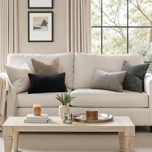 MIULEE Pack of 2 Couch Throw Pillow Covers 18x18 Inch Neutral Beige Modern Boho Accent Decorative Pillow Covers Soft Chenille Farmhouse Cushion Covers for Home Decor Bed Sofa Living Room - color: Beige, size: 18" x 18" (Pack of 2)