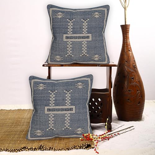 Indian Cotton Cushion Cover Sabra Kilim Pillow Cover Designer Decorative Sofa 18x18 Inche Handwoven Cushion Case for Farmhouse Home Decor Spring Decorative Pillow (Pattern 17) - color: Pattern 17