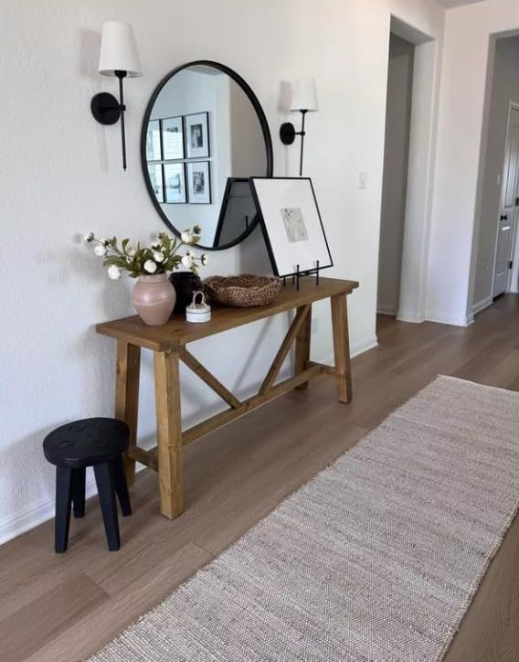 S & L Homes Jute Cotton Hand Woven Natural Farmhouse Area Rug for Living Room Bedroom Kitchen Hallway Entryway- Rustic Vintage Bohemian Decor - (2' x 8' Natural)