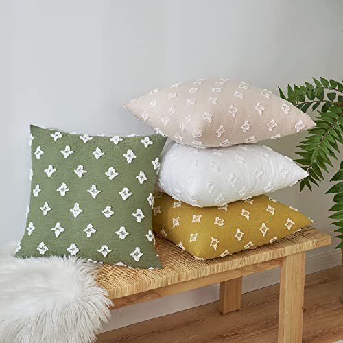 EMEMA Decorative Throw Pillow Covers Rhombic Jacquard Pillowcase Cushion Case Square for Couch Sofa Bed Living Room Bedroom Set of 2, 18x18 Inch, Beige - color: Beige, size: 18" x 18" (Pack of 2)
