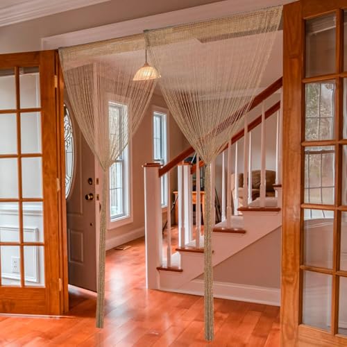 Hysenm 2 Pack 39 x 79 Inch String Door Curtains, Hippie Room Divider Decor Beaded Curtains for Doorway Closet, Boho Home Decoration for Bedroom, Party - color: Fruit Green
