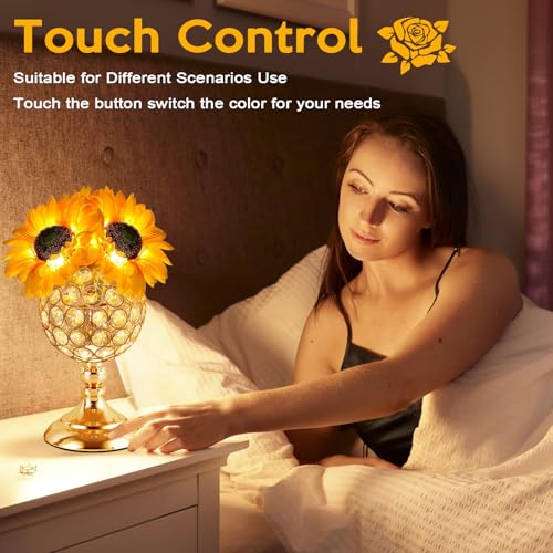 Sunflower Lamps for Women-Sunflower Flower Touch Lamp with 3-Color Infinitely Dimming,10+ Hours Runtime-Ideal Gift for Mom,Flower Decor for Bedroom and Office,USB Charge,IP44 Waterproof - style: Sunflower-Oval