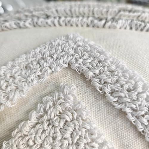 Andreannie Pack of 2 Boho Tufting Throw Pillow Cover Embroidered Textured Geometric Stripes Cushion Cover with Tassels Soft Home Decororative for Couch Sofa 18x18 inch - color: Boho Stripe