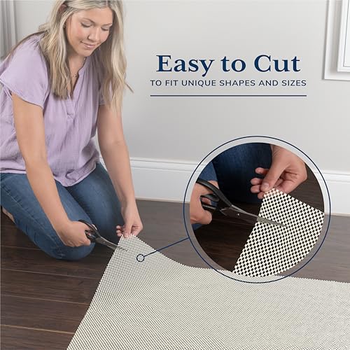 Veken Runner Rug Pad Gripper for Hardwood Floors, Non Slip Rug Pads for Area Rugs, Thick Rug Grippers for Tile Floors, Under Carpet Anti Skid Mat, Keep Your Rugs Safe and in Place, 2.5x10 Ft - size: 2'6" x 10' (Rectangular), style: White
