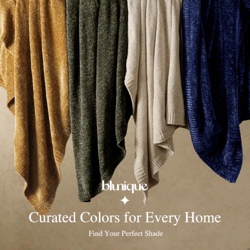 Chenille Throw Blanket for Couch, Cozy Soft Blanket Twin Lightweight Decorative Throw for Living Room Sofa Chair, Stylish Home Decor, Ideal for Gifting, Blue 60"x80" - color: Blue, size: Twin