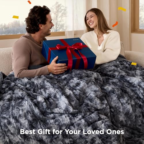 Bedsure GentleSoft Sherpa Fluffy Throw Blanket - Fleece Warm and Cozy Throw for Women Gift, Plush & Fuzzy Faux Fur Blanket for Couch, Sofa, Bed Decor, Tie Dye Design, Grey, 50x60 Inches - color: 01 - Grey, size: Throw (50" x 60")