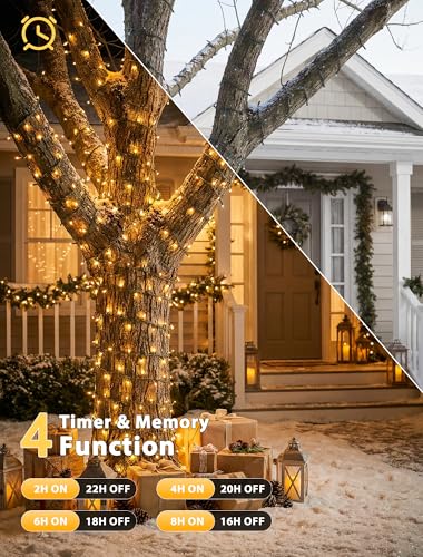 Hopolon String Lights Indoor Outdoor, 33 FT 100 LED Christmas Lights with Remote, Connectable Green Wire Twinkle Fairy Lights Plug in Waterproof for Wedding Party Patio Spring Decor (Warm White) - color: Warm White, size: 100 LED with Remote