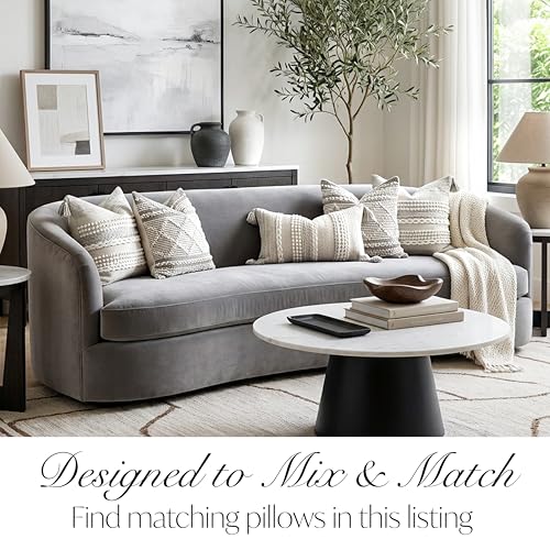 BlissBlush Gray White Decorative Throw Pillow Cover 20X20, Boho Accent Pillow for Couch, Square Modern Farmhouse Pillowcase for Living Room Couch Sofa Cushion Home Décor (Pack of 1) - color: Gray White, size: 20" x 20" (Pack of 1)