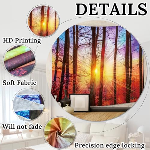 Shrub Sunshine Tapestry Large Wall Hanging for Bedroom Living Room Nature Decor - color: Forest Sunrise, size: 59.1"L x 51.2"W