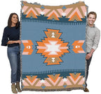 Pure Country Weavers Sunset Canyon - Western Tapestry Throw Blanket Woven from Cotton - Made in The USA (72x54) - color: Blue Jean