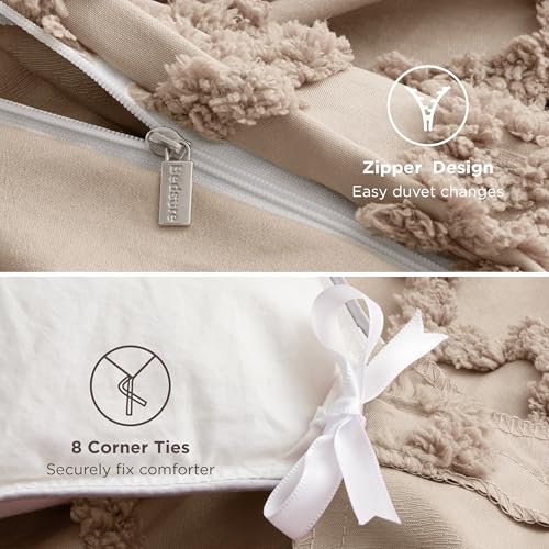 Bedsure Boho Duvet Cover Queen Size, Soft & Comfortable Elegant Design Boho Bedding for Decoration, Machine Washable Comforter Cover for All Seasons,Includes 1 Duvet Cover & 2 Pillow Shams,Khaki - color: 07 - Khaki - Elegant (No Comforter), size: Queen (9