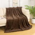 YUSOKI 3D Fleece Bubble Throw Blanket | 380GSM Ultra Soft Fluffy Plush | Non-Shedding Lightweight Cozy Blanket for Couch Sofa Bed | All Season(Brown,50 * 60inches) - color: Brown, size: Throw(50" x60")