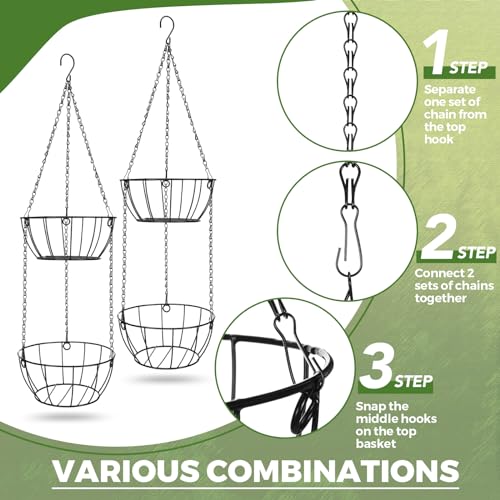 Nuogo 5 Pcs Plant Hanger Metal Plant Hanger Hanging Plant Holder 9.5 Inches Decorative Hanging Baskets for Plants Metal Hanging Planter Plant Shelf for Garden Porch Balcony Flower Pots Indoor Outdoor