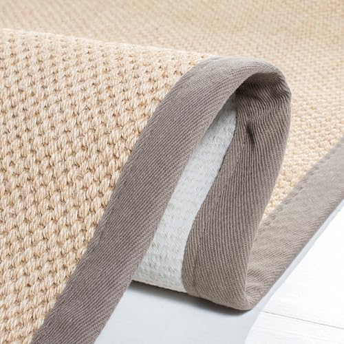 SAFAVIEH Area Rug 2x3 - Natural Fiber Collection - Maize & Grey, Sisal, Woven Design with Border (NF141G) - color: Maize/Grey, size: 2' x 3' (Rectangular)