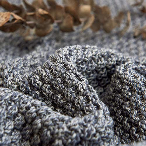 Longhui bedding 100% Cotton Knitted Throw Blanket – Dark Grey, Soft & Cozy, Machine Washable, 51"x63" – Perfect for Living Room, Couch, Sofa, Bed or Travel - color: Dark Grey, size: 51" x 63", Standard