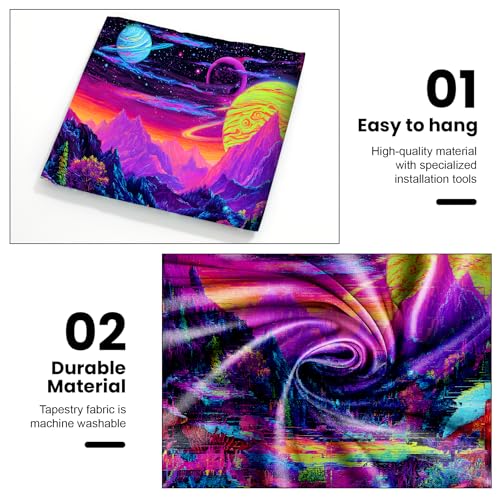 AOHMPT Blacklight Tapestry Glow in the Dark Tapestry Landscape Design 79'' × 59'' Inch Wall Hanging Decor for Bedroom Living Room - color: landscape -B, size: 79"L x 59"W
