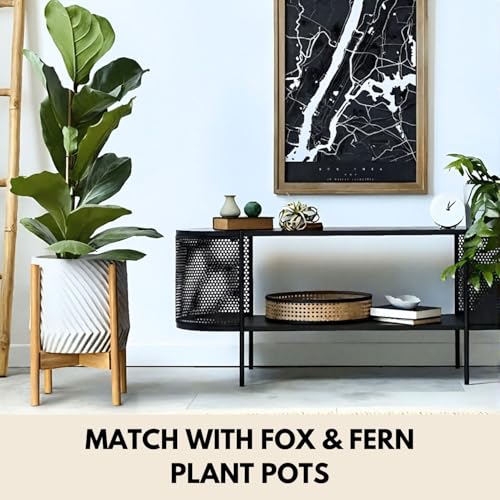 Fox & Fern Large Adjustable Plant Stand Indoor — 11 to 15 Inch Premium Mid Century Bamboo Plant Stand; Plug In Design; Easy Assembly; Two Heights - For 11, 12, 13, 14 & 15 Inch Pots (Not Included) - color: Bamboo, size: 11 - 15 Inch - Adjustable