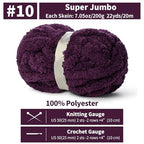 10 Pack Jumbo Chenille Yarn for Crocheting, #10 Super Bulky Baby Soft Yarn for Hand Knitting, 220 yds /70.5 oz Fluffy Chunky Knit Throw Blanket Yarn (Deep Purple) - color: Deep Purple