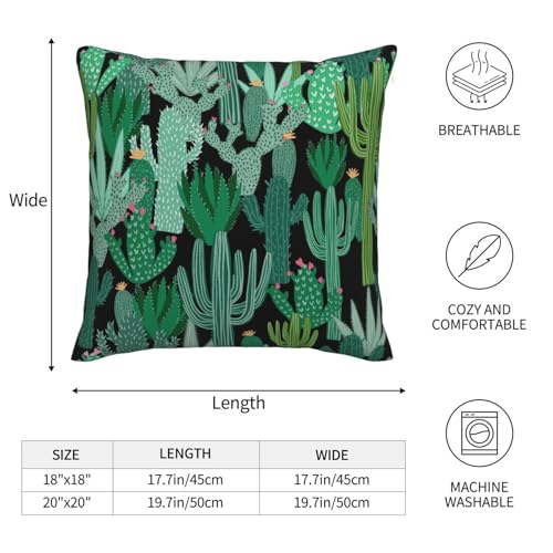 Green Cactus Throw Pillow Covers 20x20 Inch Set of 2, Watercolor Cactus Plants and Orange Flowers Pillow Cover Summer Pillowcase Decorative Cushion Covers for Sofa Couch Living Room - color: Green, size: 20" x 20" (Pack of 2)