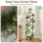 Indoor Plant Stand with Grow Lights, 8 Tiered, 59.5" Tall | Plant Shelf, Flower Holder, Heavy Duty Anti-rust Iron Pipes, Water-resistant & Anti-corrosive Wood, Auto Timer