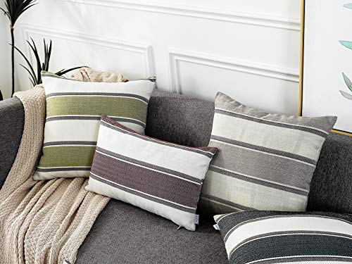 AmHoo Pack of 2 Farmhouse Linen Throw Pillow Cover Cushion Stripe Decoration Buffalo Retro Pillowcase with Hidden Zipper for Sofa Bedroom Car 24 x 24 Inch Blue - color: Blue, size: 24" x 24" (Pack of 2)