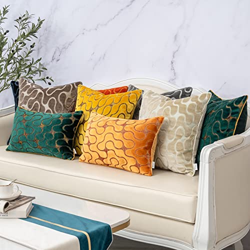 Yangest Green Throw Pillow Cover Wavy Cushion Cover Modern Zippered Rectangular Pillowcase for Sofa Couch Bedroom Living Room Home, 12x20 Inch - color: Green, size: 20" x 12" (Pack of 1)