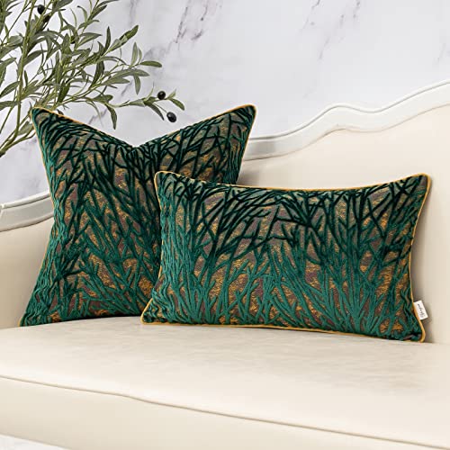 Yangest Green Twigs Throw Pillow Cover Branches Velvet Cushion Case Neutral Pillowcase for Sofa Couch Bedroom Living Room Home Decor,20x20 Inch - color: Green, size: 20" x 20" (Pack of 1)