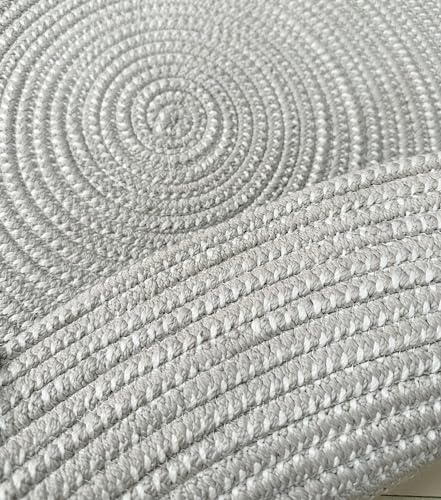 Hand Woven Round Area Rugs Living Room Bedroom Study Computer Chair Cushion Base Mat Round Carpet Lifts Basket Swivel Chair Pad Coffee Table Rug(4' Round, Gray) - color: Grey, size: 4' Round