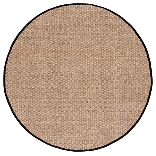 Safavieh Area Rug 3' Round - Natural Fiber Collection - Natural & Black, Seagrass, Basketweave Pattern with Border (NF114C) - color: Natural/Black, size: 3' (Round)