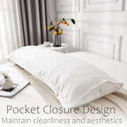 Move Over Body Pillow Cover, White Flower Embroidery, Soft Washed Microfiber, Pocket Closure, 20x54 inches - color: White-01, size: Body, 20" x 54" (Pack of 1)