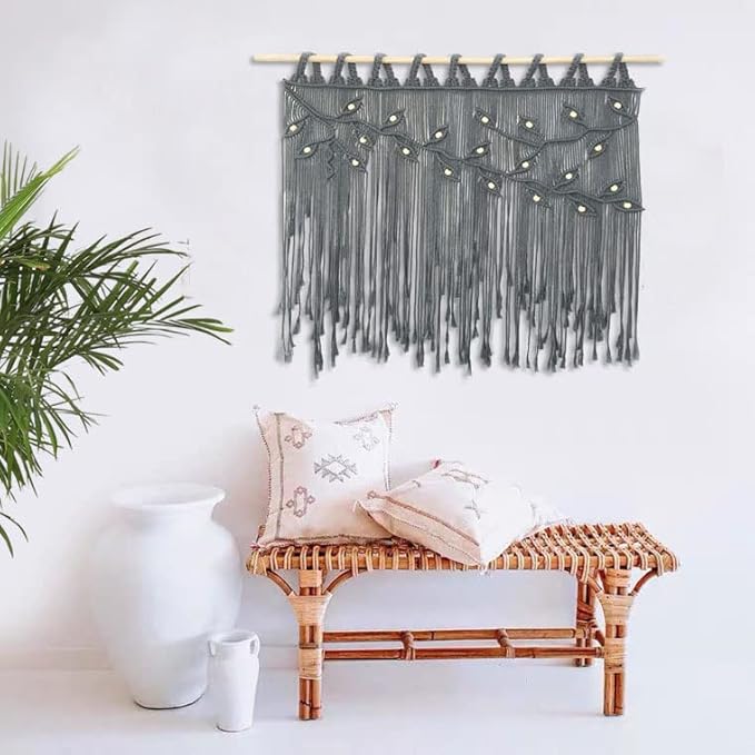 Youngeast Macrame Wall Hanging Woven Tapestry Bedroom Curtain Leaf Shape Living Room Curtains Wall Decor
