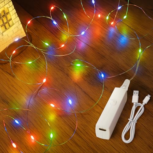 Lakumu Multicolor Fairy Lights Battery Operated, Twinkle Lights with Timer, Mini LED String Lights for Bedroom, Christmas Decorations, Wedding, Centerpiece Table Decor (5M/16FT Multicolor) - color: Multicolor, size: 16FT