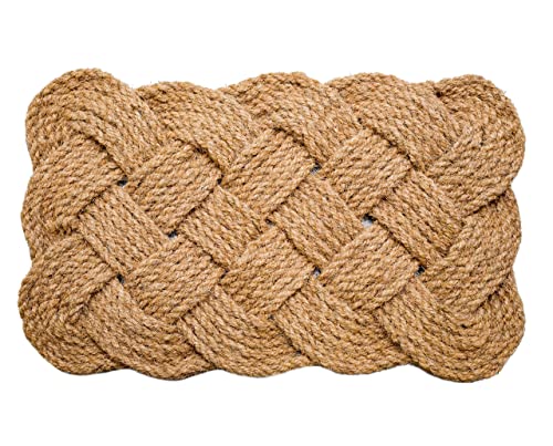 IRONGATE Rope Woven Doormat - One Pack Nautical Mat - 100% All Natural Coir Fibers - Classic Interwoven Rope Design - Handmade Dirt Trapping Entryway Door Mat - Natural - 18x30