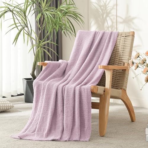 JOOJA Light Purple Throw Blanket, Soft Fluffy Fuzzy Knit Blanket for Couch Bed Sofa, Cozy Plush Warm Blanket for Bedroom Living Room, Spring Home Decor, 50x60 Inches - color: Lilac, size: 50x60