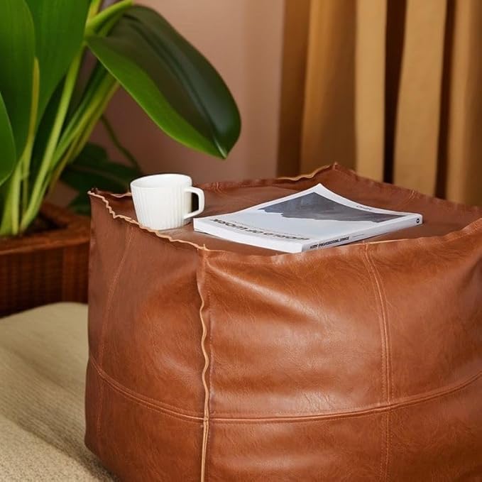 Ottoman Footstool Bean Bag Ottoman Stuffed Animal Storage Bean Bag Leather Bean Bag Chair (No Filler)