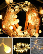Globe String Lights 43 Ft 100 LED Fairy Lights Plug in with Remote Timer 8 Modes Connectable Twinkle Light for Bedroom Classroom Wedding Christmas Indoor Outdoor Decor, Warm White
