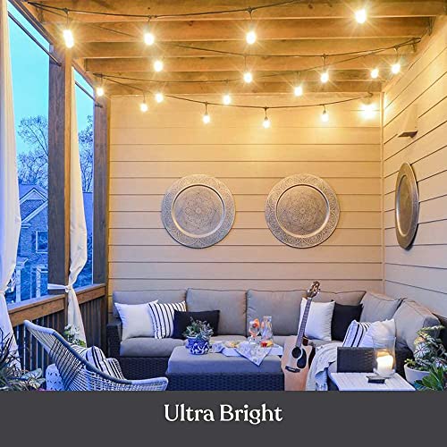 Brightech Ambience Pro Incandescent Outdoor String Lights - Commercial Grade Waterproof Patio Lights with 24 Ft Dimmable Edison Bulbs, Porch String Lights for Patio, Backyard, Christmas - 7 Bulbs 11W - size: 24 FT - 7 Bulbs