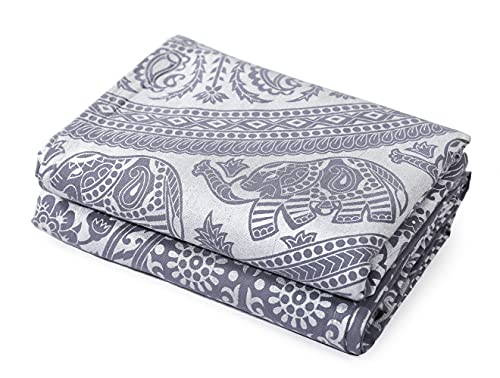 Popular Handicrafts Printed Curtains Panels Set of 2 Indian Hippie Bohemian Beautiful Elephant Mandala Curtain Panels Grey Silver 42x100 Inch - color: Grey Silver, size: 42"W x 100"L (Pack of 2)