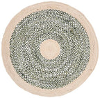 SAFAVIEH Cape Cod Collection Area Rug - 4' Round, Green & Natural, Handmade Braided Jute & Cotton, Ideal for High Traffic Areas in Living Room, Bedroom (CAP210Y) - color: Green/Natural, size: 4' (Round)