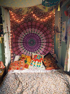 raajsee Purple Tapestry- Best Mandala Wall Hanging- Bedding Tapestry For Bedroom Aesthetic-Size TWIN 140 X 210 CMS - color: Purple, size: 82"L x 52"W