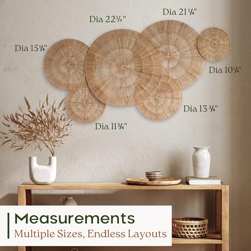CHI AN HOME Wicker 23 Inch Jute Wall Decor Baskets, Set of 6 Extra Large Woven Jute Wall Plates, 23",21",15",13",12,10", Decorative Baskets for Wall Arts, Wall Hanging for Bedroom, Living Room, Office - size: Set of 6 - Extra Large